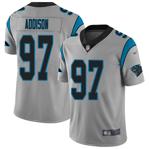 Carolina Panthers Limited Silver Youth Mario Addison Jersey NFL Football #97 Inverted Legend->youth nfl jersey->Youth Jersey